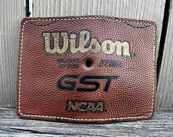 Handmade Vintage Wilson GST 1003 Football 2 Pocket Wallet - Card Holder - True Minimalist Wallet *BLEM*