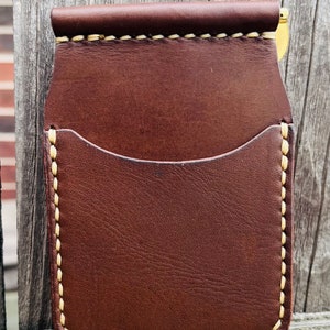 Cartera minimalista de cuero Horween hecha a mano - Clip para billetes - Clip de resorte de acero inoxidable