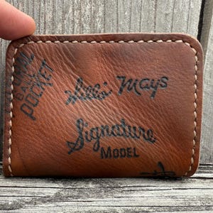 Cartera con guante de béisbol MacGregor, modelo M17T, autógrafo de Willie Mays, años 60, hecha a mano, con tarjetero.