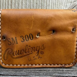 Cartera con forma de guante de béisbol Rawlings SM 300 vintage, fabricada en EE. UU., tarjetero