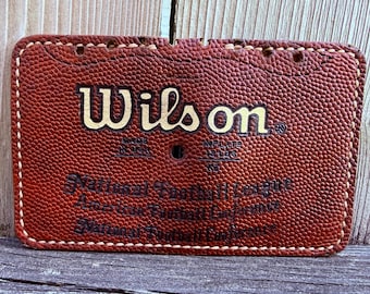 Vintage Wilson NFL Horween Leather Wallet: Handmade Football Card Holder - Removeable Brass Money Clip