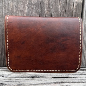 Cartera de cuero Horween hecha a mano - Cartera plegable - Tarjetero - Cartera con bolsillo delantero - Cartera minimalista