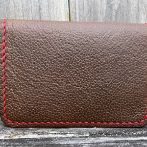 Cartera de piel de grano completo hecha a mano - Cartera vertical de 6 bolsillos - Cartera cosida a mano