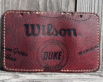 Vintage Wilson Official NFL "The Duke" Horween Leather Football Wallet / Card Holder - With Removeable Brass Money Clip