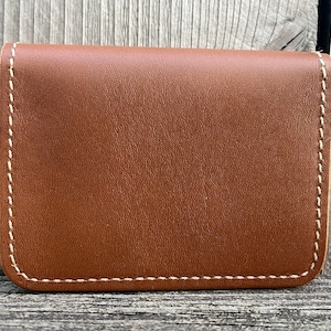 Cartera de cuero Horween hecha a mano - Cartera plegable - Tarjetero - Cartera con bolsillo delantero - Cartera minimalista