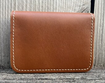 Cartera de cuero Horween hecha a mano - Cartera plegable - Tarjetero - Cartera con bolsillo delantero - Cartera minimalista