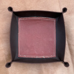 Bandeja de cuero hecha a mano con panel de fútbol Wilson vintage, organizador, contenedor de todo, contenedor de bolsillo