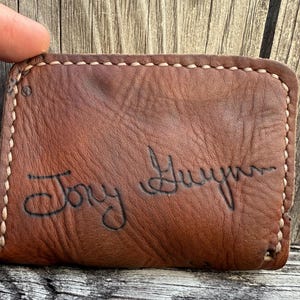 Billetera con guante de béisbol Rawlings, modelo RBG54, autógrafo de Tony Gwynn, hecha a mano, estilo vintage, tarjetero