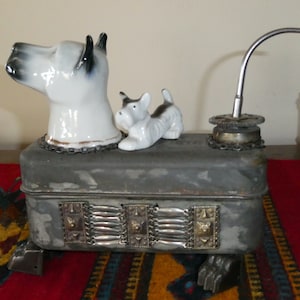 Great Dane Dog Figurine Assemblage Art/Steampunk