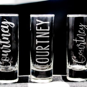 Personalized Shot Glasses ~ Name shot glasses ~ Party Shooters ~ Wedding Party Gifts ~ Bridesmaid Gifts ~ Birthday Gifts ~ Party Favors