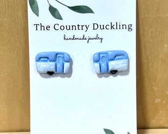 Camper Earrings: Polymer Clay RV Studs, Summer Jewelry