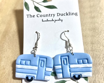 Polymer Clay Camper Earrings - Cute RV Camping Earrings - Camping Lover Dangle Earrings