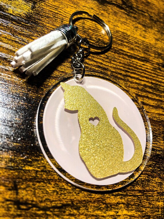 Gold Cat Keychain Custom Cat Key Accessories Key Fob Etsy