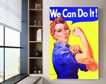 Rosie The Riveter Bandana we can do it poster canvas art poster unframe