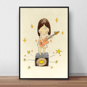 Nara Yoshitomo - guitar girl Poster, Art Poster, Wall Decoration, Canvas Poster, Unframe