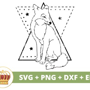 Renard céleste PNG SVG | Renard mignon bébé tête visage lune astrologie espace forêt des cliparts forêt sauvage tshirt tasse verre signe fichier de coupe Cricut