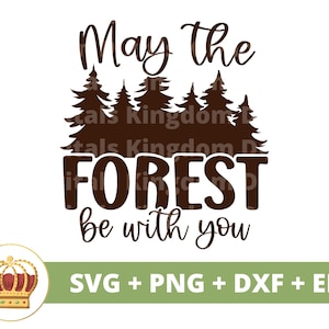 Moge het bos bij je zijn SVG | Dag van de aarde, Recycling, Veganistisch, Natuur, Hippie Boho Inspirerend, PNG-draagtas Cricut Cut-bestand silhouet