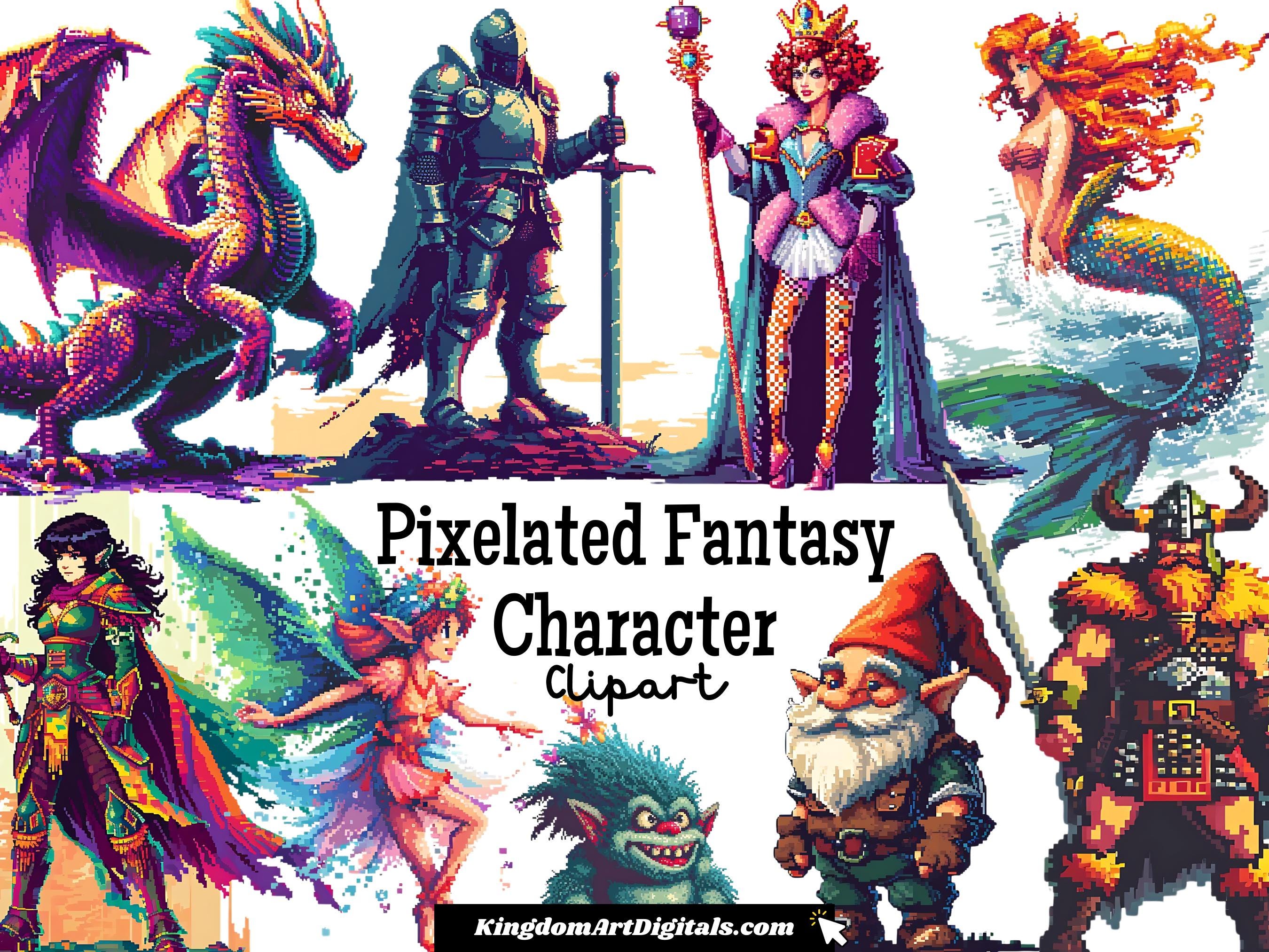 Pixelated Characters Clipart Set PNG | Video Gaming Arcade Character ...