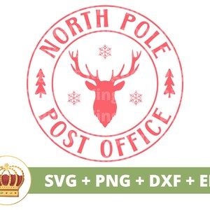 Noordpoolpostkantoor SVG | Grappige kerst SVG vakantie citaten boerderij stempel lieve kerstman rendier mail brieven shirt Cricut gesneden bestand png