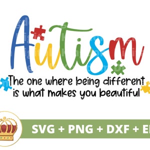 Autisme Het verschil waarbij anders zijn je mooi maakt SVG | Autismebewustzijn moeder, leraar, puzzelstukje, shirt Cricut gesneden bestand, png