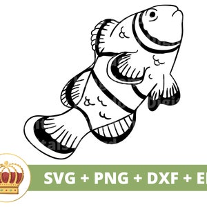 Clown Fish SVG PNG | Cute Little Koi Ocean Sea Creature Cartoon Baby Fishing Animal Kingdom Wild tshirt mug cup tumbler sign Cricut Cut File