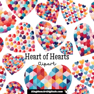 Herz der Herzen Clipart-Set PNG | Schöne Symbole, bunte romantische Kunst, Valentinstag Aufkleber Scrapbook Digital Download Einladung Clip Art