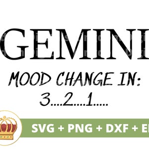 Stimmungswechsel in ... SVG | Lustige Zwilling Sternzeichen Astrologie Horoskop Geburtstag Mai Juni Mystisch PNG T Shirt Design Becher Cricut Cut Datei