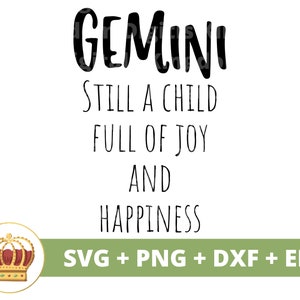 Encore un enfant SVG | Signe du zodiaque Gémeaux astrologie Horoscope anniversaire mai juin fille femme PNG mystique T Shirt Design tasse Cricut coupe fichier