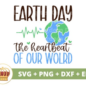 Earth Day The Heartbeat of Our World SVG | Dag van de aarde, recycling, veganistisch, natuur, moeder aarde, prullenbak shirt Cricut gesneden bestand silhouet png