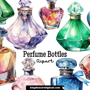 Frascos de perfume Clipart Set PNG | Elegante Refinado Luxo Perfumes Vintage Perfume Shop Fragrância Atemporal Digital Download Convite Clip Art