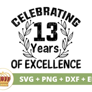 Feiert 13 Jahre Exzellenz SVG | Happy Birthday, Mädchen Junge Mom Dad Queen Party Shirt, lustiger 13. TeenagerPNG Juli Cricut Cut Dateien