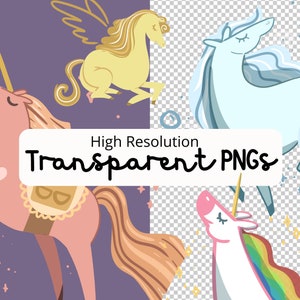 Unicorn Clipart Set | Digital Download, Cute Unicorn PNG Bundle ...