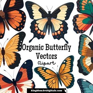 Bio Schmetterling Vektoren Clipart Set PNG | Zauberhaft schöne Insekt Bunt Zart Natur Blume Digital Download Einladung Clip Art