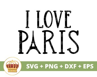 Me encanta París SVG / Torre Eiffel Francia Bonjour, imágenes prediseñadas de viaje, archivo de corte de silueta cricut francés PNG, parisino, Europa, camiseta taza eps dxf