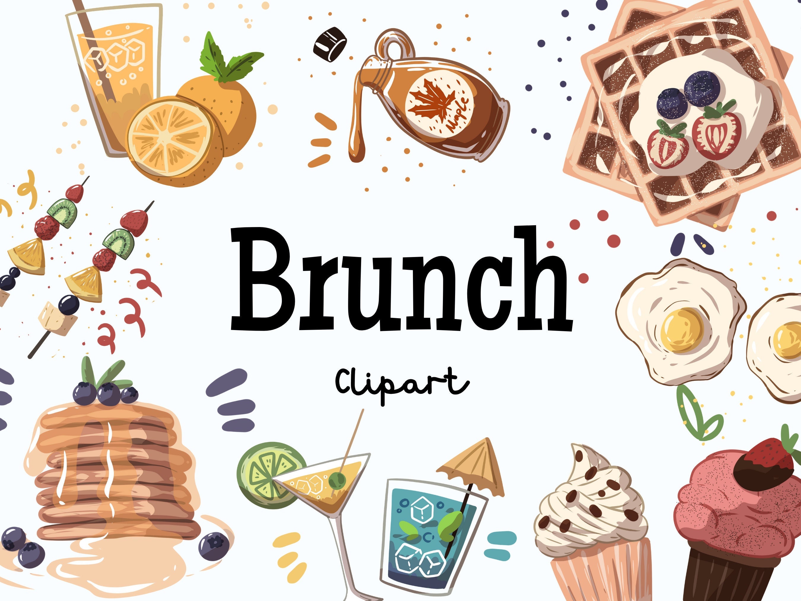 Brunch Clipart Set Digital Download Cute Food PNG Bundle Etsy