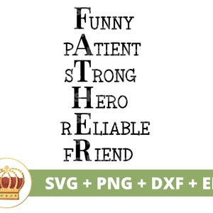 Grappige geduldige sterke held Betrouwbare vriend SVG | Happy Fathers Day grappige papa beste opa stiefvader grappen leven PNG mok shirt Cricut gesneden bestand