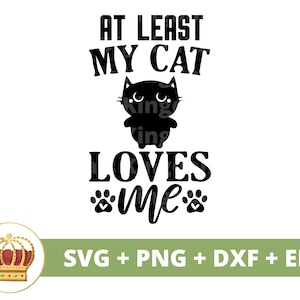Mindestens meine Katze liebt mich SVG | Kitty Liebhaber PNG Verrückte Katze Mama Mama Dame Süßes Kätzchen Haustier Vektor Lustig Humor Frech T Shirt Mut Cricut Cut Datei