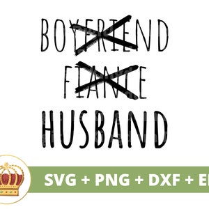 Novio prometido marido SVG / boda novia novio fiesta nupcial signo matrimonio Sr. Señora dama de honor despedida de soltera PNG taza camiseta Cricut Cut File