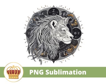 Lion Astrological PNG | Lion Sublimation Leo Astrology Big Cat Mystical Womens Shirt Decal Sticker Illustration Digital Download Clipart
