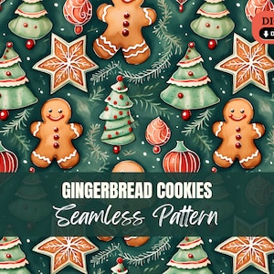 Lebkuchen Kekse Weihnachten Nahtloses Muster PNG Dessert Wiederholungsmuster Nahtlose Datei Tapete Geschenkpapier Digital Printable Backen