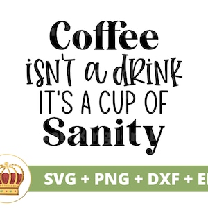 Le café n'est pas une boisson, c'est une tasse de bon sens SVG | Svg de café drôle, amateurs de tasse de tasse de café boutique énonciations citations tumbler signe fichier de coupe Cricut PNG