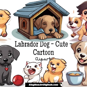 Labrador pupp dog  Cartoon Clipart Set PNG | Furry Pet Big Adorable k9 Dog Cartoon Sticker Animal Lover Digital Download Invitation Clip Art