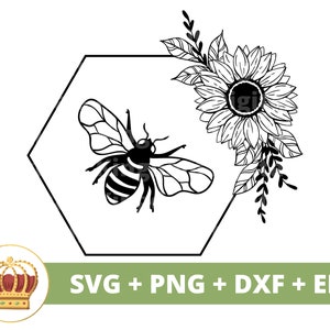 Bijen SVG-PNG | Cute Queen Bumble Bee Insect Bug Bloemen Bloementuin Honey Hive Baby Summer Wild tshirt mok beker beker teken Cricut Cut-bestand