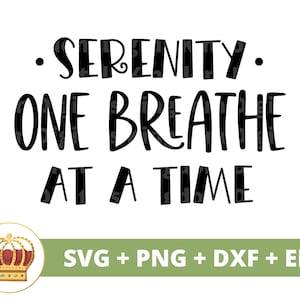Serenity One Breath A Time SVG | Yoga Pose svg Namaste spirituele lotus Zen motiverende fitnesstraining PNG mok shirt Cricut gesneden bestand