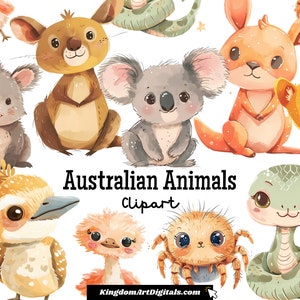 Animaux d'Australie - Mignons - Ensemble de cliparts Niji | Koala kawaii, kangourou, oiseaux, animaux de la faune australienne, clipart numérique PNG