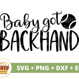 Bebê voltou mão SVG | Raquete de bola de tênis engraçado treinador esportivo mãe pai vida menina png mulher atleta de fitness camisa design caneca arquivo de corte cricut