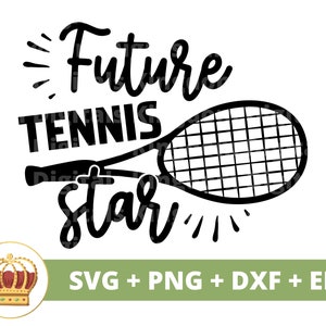 Futura estrela do tênis SVG | Raquete de bola de tênis engraçado, treinador esportivo, bebê, menina, menino, mulher, homem, fitness, atleta, camisa, design, caneca, arquivo de corte cricut