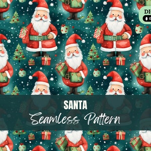 Papai Noel Natal Padrão Sem Costura PNG Crianças Pólo Norte Repetir Padrão Arquivo Sem Costura Papel de Embrulho Papel de Embrulho Digital Imprimível