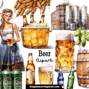 Conjunto de imágenes prediseñadas de cerveza PNG / Cerveza artesanal, cerveza, botellas espumosas, tazas, ilustraciones de cervecerías, pubs, bares, aplausos, dibujos, descarga digital, invitación, clip art