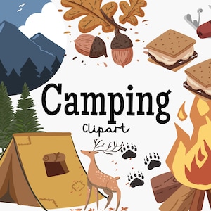 Camping Clipart Set PNG | Hiking Wilderness Outdoors Vacation Adventure Wanderlust Planner Sticker Illustration Digital Download Icons